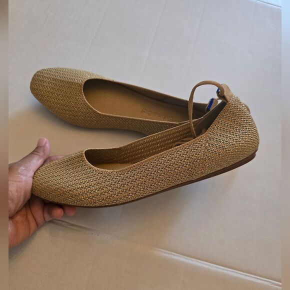 Rothy's The Square Wrap Ballerina Flats Shimmering Gold Size 9.5 - Picture 2 of 16